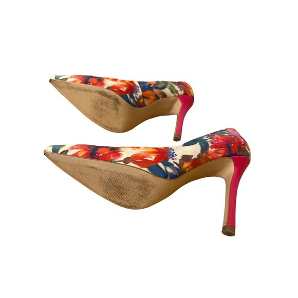 Guess Womens Floral High Heel Pumps 4" Pink Stiletto - Picture 6 of 10